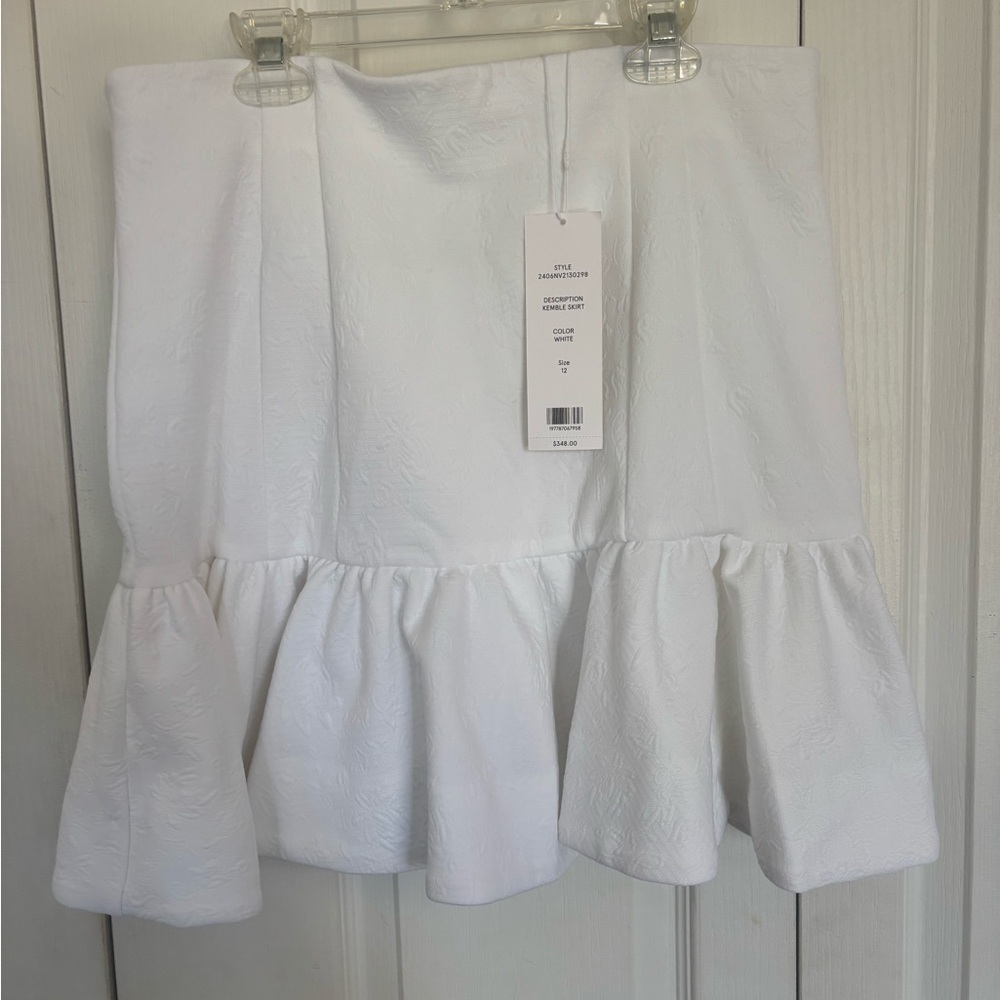 Veronica Beard White Textured A-Line Skirt